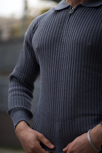 Prestante: Timeless Ribbed Zip Sweater