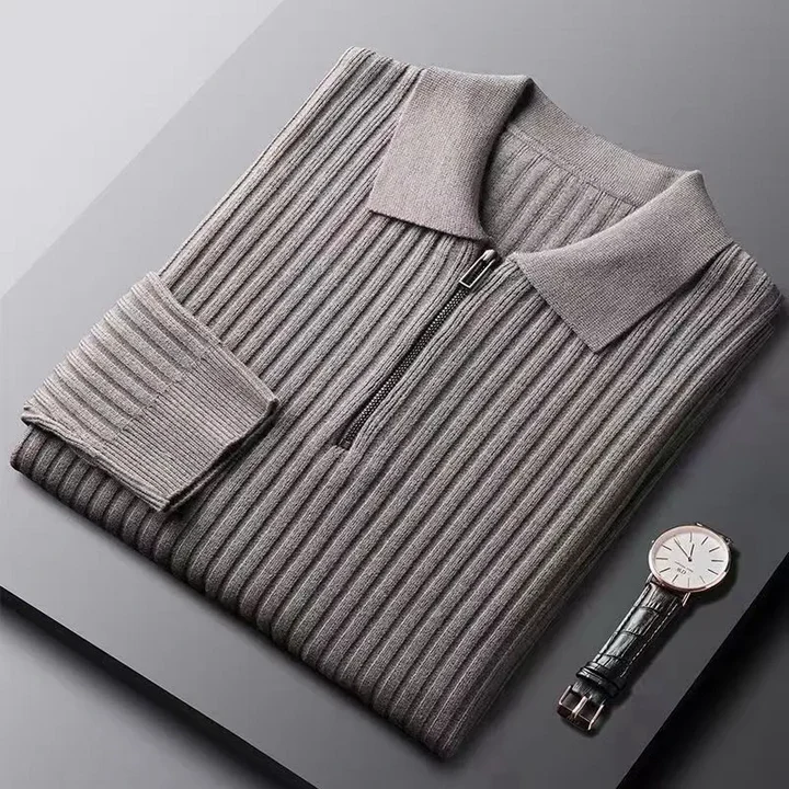 Prestante: Timeless Ribbed Zip Sweater